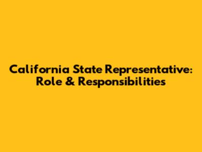 California State Representative: Role & Responsibilities