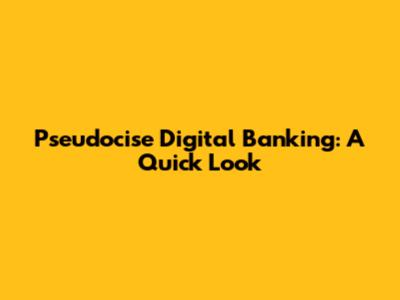 Pseudocise Digital Banking: A Quick Look